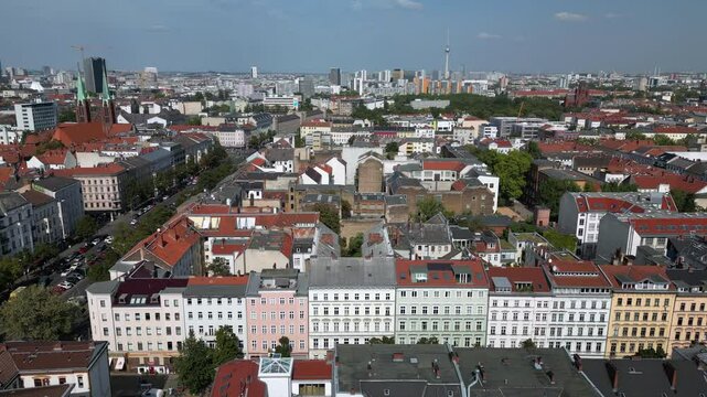 Aerial of Bergmannkiez distirct East Berlin Mitte district Germany