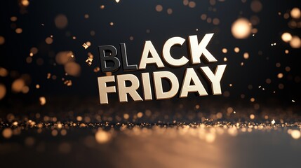 Black Friday Sale. Dark background golden text lettering
