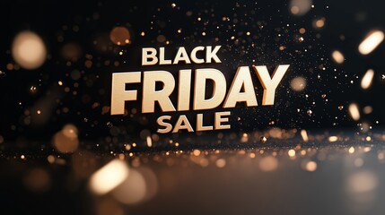 Black Friday Sale. Dark background golden text lettering