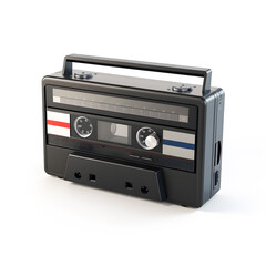 Obraz premium Retro audio cassette tape isolated on white background. 3d illustration
