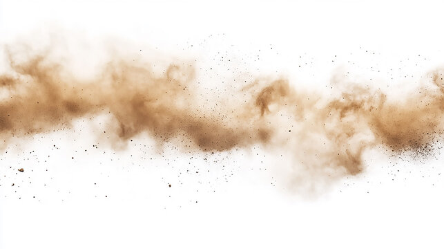 Dry soil explosion isolated on white background