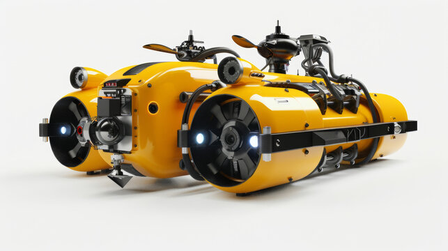 ROVs (Remotely Operated Vehicles) for underwater observation and sampling isolated on white background