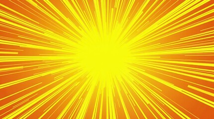 Dynamic comic style yellow burst with radiant energy lines