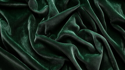 Fototapeta premium Rich dark green velvet fabric drapes for luxurious background design