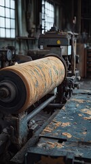 The abandoned factory tells stories of the past, with an old textile mill and untouched paper press machine.