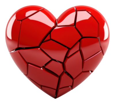 PNG Shattered red heart illustration