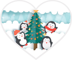 cristmas day in paper cut style .