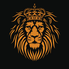 Obraz premium Lion and crown logo isolated background