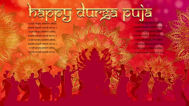 Indian Goddess Devi Druga in Happy Durga Puja Subh Navratri HD video , happy durga puja animated video	