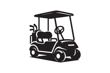 Golf cart vector silhouette isolated in white background