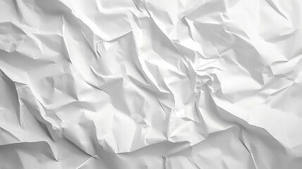 Fototapeta premium Crumpled white paper texture with subtle shadows creating depth and dimension