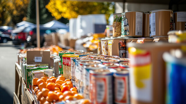 Organize a community-wide food drive in the weeks leading up to Thanksgiving. Follow it up with a large Thanksgiving dinner where the collected food is distributed to those in need. Ai generated
