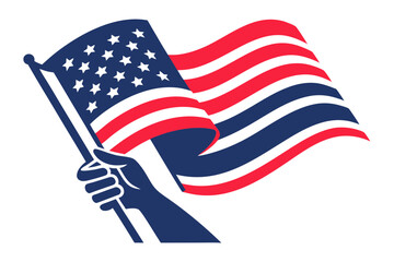American flag waving hand holding flag patriotic The United States, vote, celebration, satisfaction