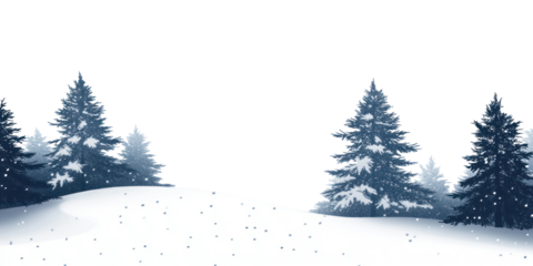 PNG A snowy landscape with pine trees covered in snow background nature winter.