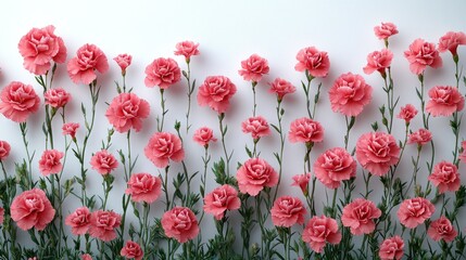 Soft pink carnations create a lively display, embodying beauty and tranquility