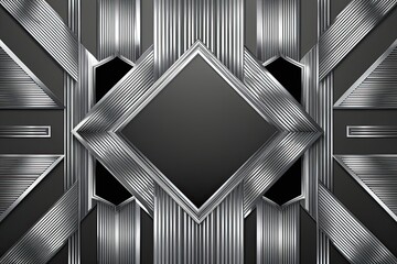 Obraz premium Trendy Art Deco Silver Trapezoid Design with Layered Lines for Modern Interiors