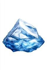 Obraz premium A stunning ice mountain, showcasing intricate patterns and vibrant blue colors, on a white isolated background.