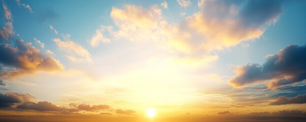 Fototapeta premium A breathtaking view of a vibrant sunset sky filled with colorful clouds, radiating warmth and tranquility. Perfect for nature lovers and dreamers seeking inspiration. New Banner Web 2025