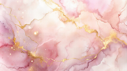 Pink marble texture with golden veins, luxurious abstract background for elegant design projects