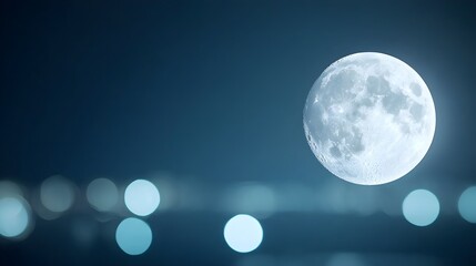 Obraz premium Moonlit Serenity Illuminating the Night with a Soft Radiance - Embrace the Tranquil Glow of Natural Moonlight for a Peaceful and Calm Ambience in a Beautifully Lit Scene