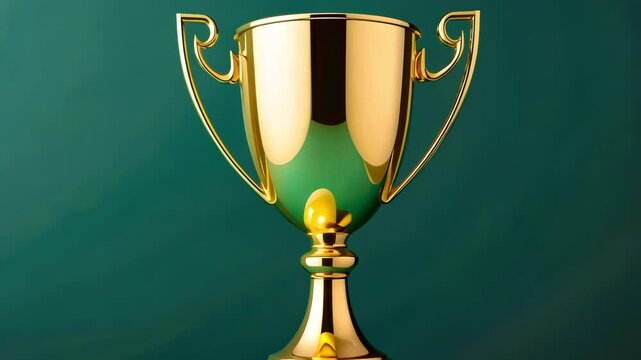 A glimmering gold trophy symbolizes achievement and success, set against a smooth background, conveying elegance and pride