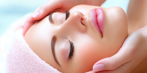 Fototapeta premium Relaxing Spa Facial Massage Treatment Close Up
