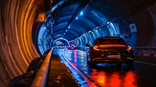 D&eacute;placement de nuit. Accouplez le d&eacute;placement avec un v&eacute;hicule &agrave; l'int&eacute;rieur d'un tunnel pendant la nuit