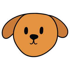 Hand drawn cartoon cute dog face on white background.