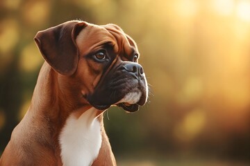Fototapeta premium Boxer Dog, Dog Portrait Photography, Boxer Dog Close-up, Boxer Dog Pet Photo, High Quality Dog Image