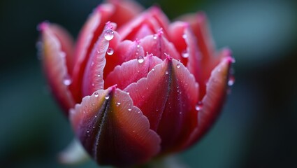 Pink Tulip Bud with Dew Drops