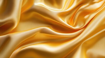 Obraz premium luxurious yellow satin fabric background soft folds creating abstract patterns warm golden light silky texture elegant and opulent aesthetic