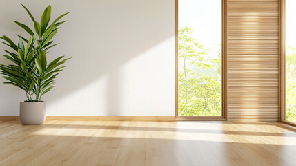 bright and airy modern living room featuring bamboo accents and large window