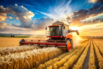 Obraz premium combine harvester working in the field
