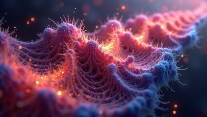 Abstract DNA Structure with Glowing Particles