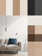 Minimalist Interior Design Color Palette with Beige, Brown, and Black