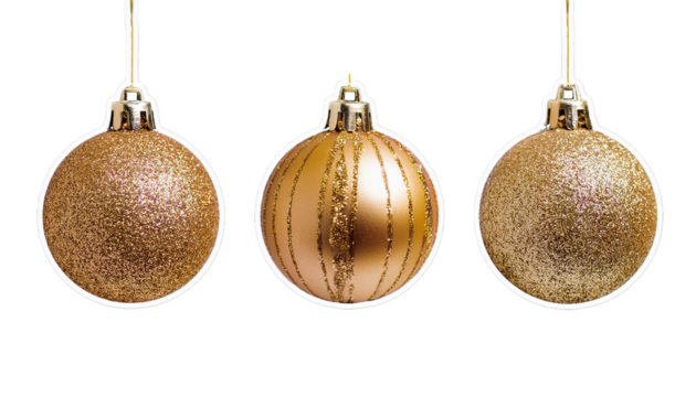 Set aus goldenen Stickern von Weihnachtskugeln 