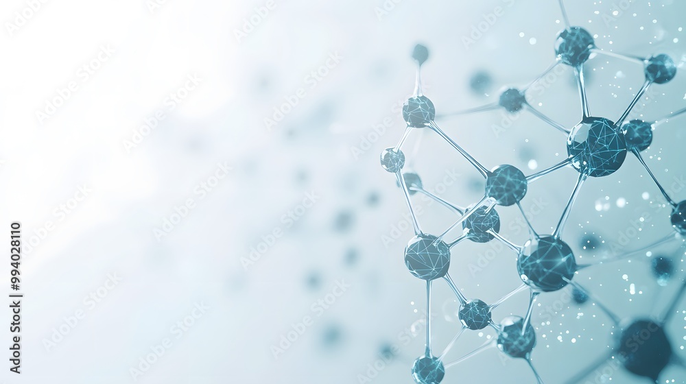 Poster abstract 3d rendering of a molecular structure with interconnected spheres and lines
