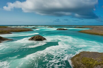Fototapeta premium Vibrant Aqua-Inspired Inlet Phenomena with Fresh Seafoam Textures
