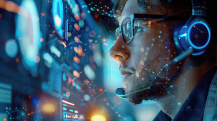 A customer service department using Big Data to improve support experiences, offering predictive assistance and tailored solutions.