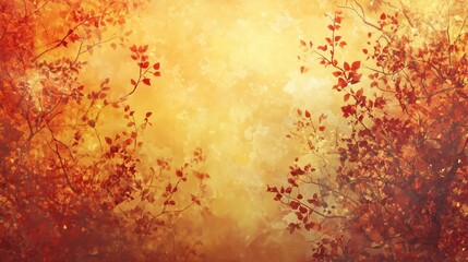 A warm autumn texture with golden yellows, deep oranges, and swirling leaf patterns evokes tranquility.