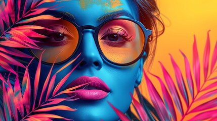 Creative concept of summer bright cover, card or poster in minimal style for corporate identity, branding, social media ads, promo. Modern design template in trendy geometric style