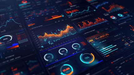 Obraz premium A digital interface tracking wealth and finance, showing real-time data on cash flow, investment returns, and financial health.