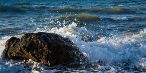 Naklejka premium stormy sea, surf, beautiful sky