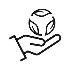 Helping hand line icon. Charity gesture sign. Start up plant symbol. Quality design element. helping hand icon. Color editable