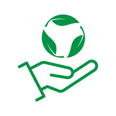 Helping hand line icon. Charity gesture sign. Start up plant symbol. Quality design element. helping hand icon. Color editable