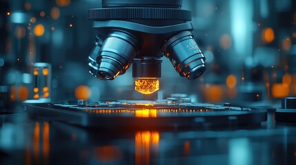 Detailed Close-Up of a Lab Microscope with Test Samples for Scientific Research Applications