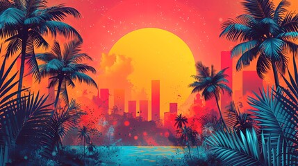 Creative concept of summer bright cover, card or poster in minimal style for corporate identity, branding, social media ads, promo. Modern design template in trendy geometric style