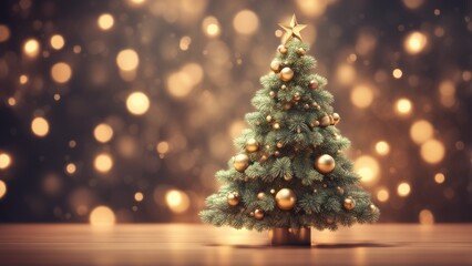 christmas tree with candles and lights, background