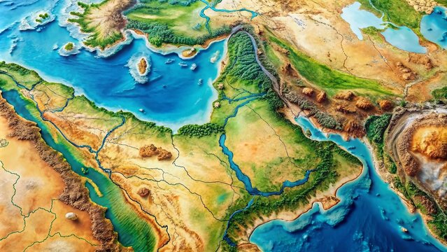 Detailed Map of Mesopotamia and the Fertile Crescent Highlighting Ancient Civilizations and Geography