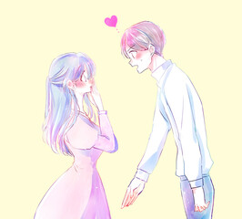 告白する男性とうれしい女性